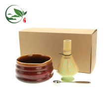 Fouet en bambou Matcha + Bol + Cuillère + Fouet, Set de thé Matcha avec boîte-cadeau